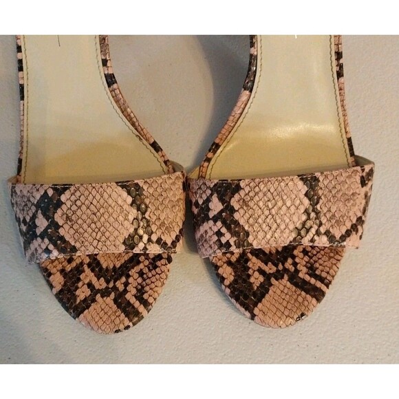 Jessica Simpson Chunky High Heels Sz 9.5M Pink Snakeskin Open Toe Ankle Tie Wild - Picture 4 of 12
